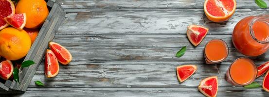 Grapefruit juice in a glass. photo