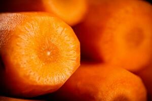 Fresh carrots. Macro background. Carrot texture. photo