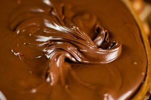 The texture of hazelnut butter. photo