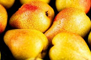 Fragrant pears. Macro background. Pear texture. photo