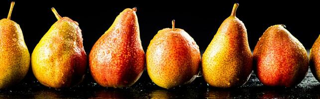 Ripe pears on the table. photo