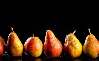 Ripe pears on the table. photo