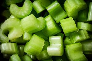 Slices of juicy celery. Macro background. photo