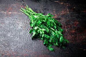 Parsley on a damp table. photo