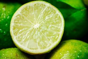 Fragrant lime with leaves.Macro background. photo