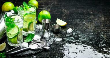 Mojito on a stone board. photo