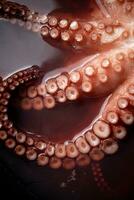 The tentacles of the octopus are boiled in water. photo