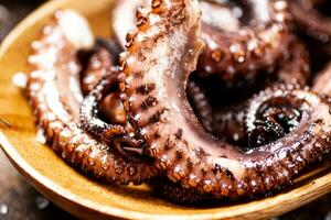 Fresh octopus on a plate. photo