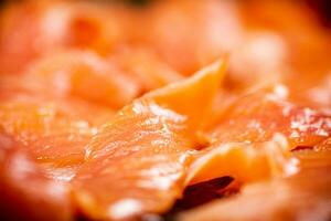 Pickled salmon fillet. Macro background. photo