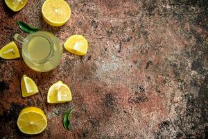 Lemon juice in picher. photo