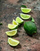 Slices of fresh juicy lime. photo