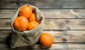 Fresh mandarins in the sack. photo