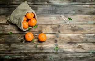 Fresh mandarins in the sack. photo