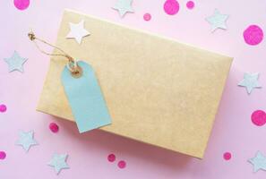 Gift Box on Pink background. photo