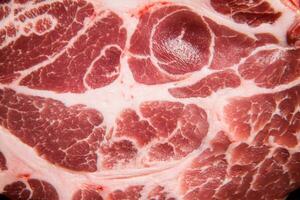 Raw pork steak. Macro background. photo