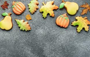 Multicolored autumn homemade cookies photo