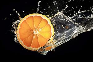 Oranges on water splash photo