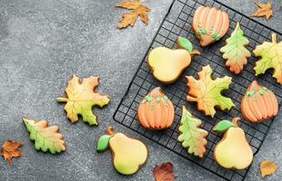 Multicolored autumn homemade cookies photo