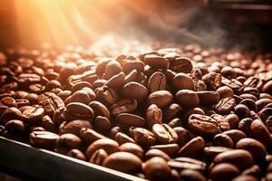 Close up Roasted coffee beans photo