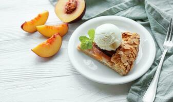 Homemade  galette with peaches. photo