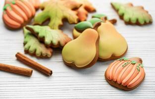 Multicolored autumn homemade cookies photo