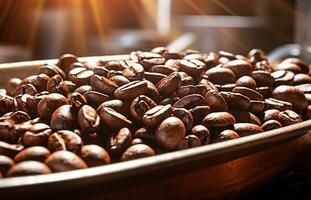 Close up Roasted coffee beans photo