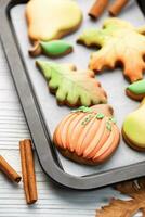 Multicolored autumn homemade cookies photo