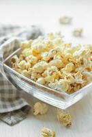 Tasty salted homemade popcorn photo