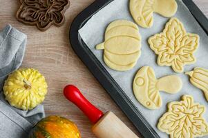 Preparation of festive cookies for baking in the oven. photo