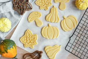 Preparation of festive cookies for baking in the oven. photo