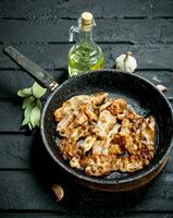 Fried bacon with spices. photo