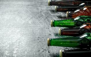 Beer in glass bottles. photo