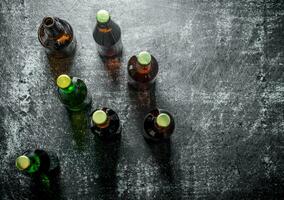 Beer in glass bottles. photo