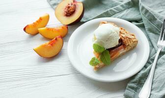 Homemade  galette with peaches. photo