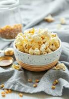 Tasty salted homemade popcorn photo