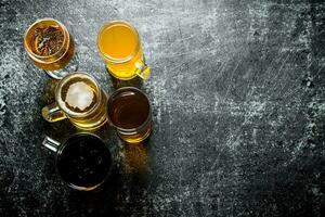 Beer in different glasses. photo