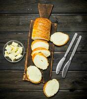 Fresh bread and butter. photo