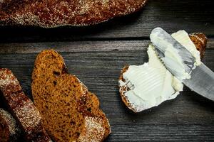 Fresh rye bread and butter. photo