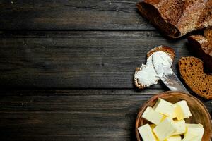 Fresh rye bread and butter. photo