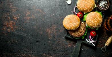 Burgers with beer and spices. photo