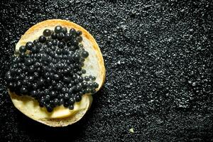 One caviar sandwich. photo