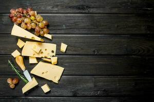 Fresh cheese with grapes. photo