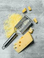 Grated fresh cheese. photo