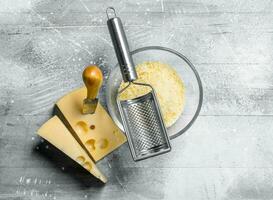 Grated fresh cheese. photo