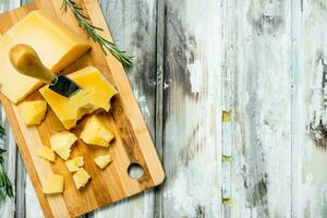 Parmesan cheese with fragrant rosemary. photo