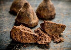 Chocolate candy truffles. photo