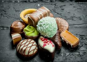 variety of chocolate candies. photo