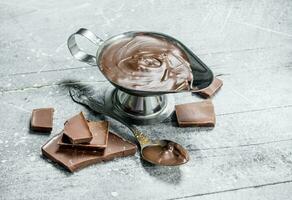 Chocolate paste in bowl. photo