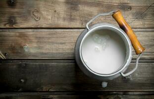 Fresh milk in a can. photo