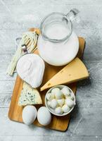 Different dairy products . photo